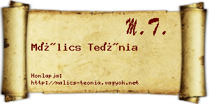 Málics Teónia névjegykártya
